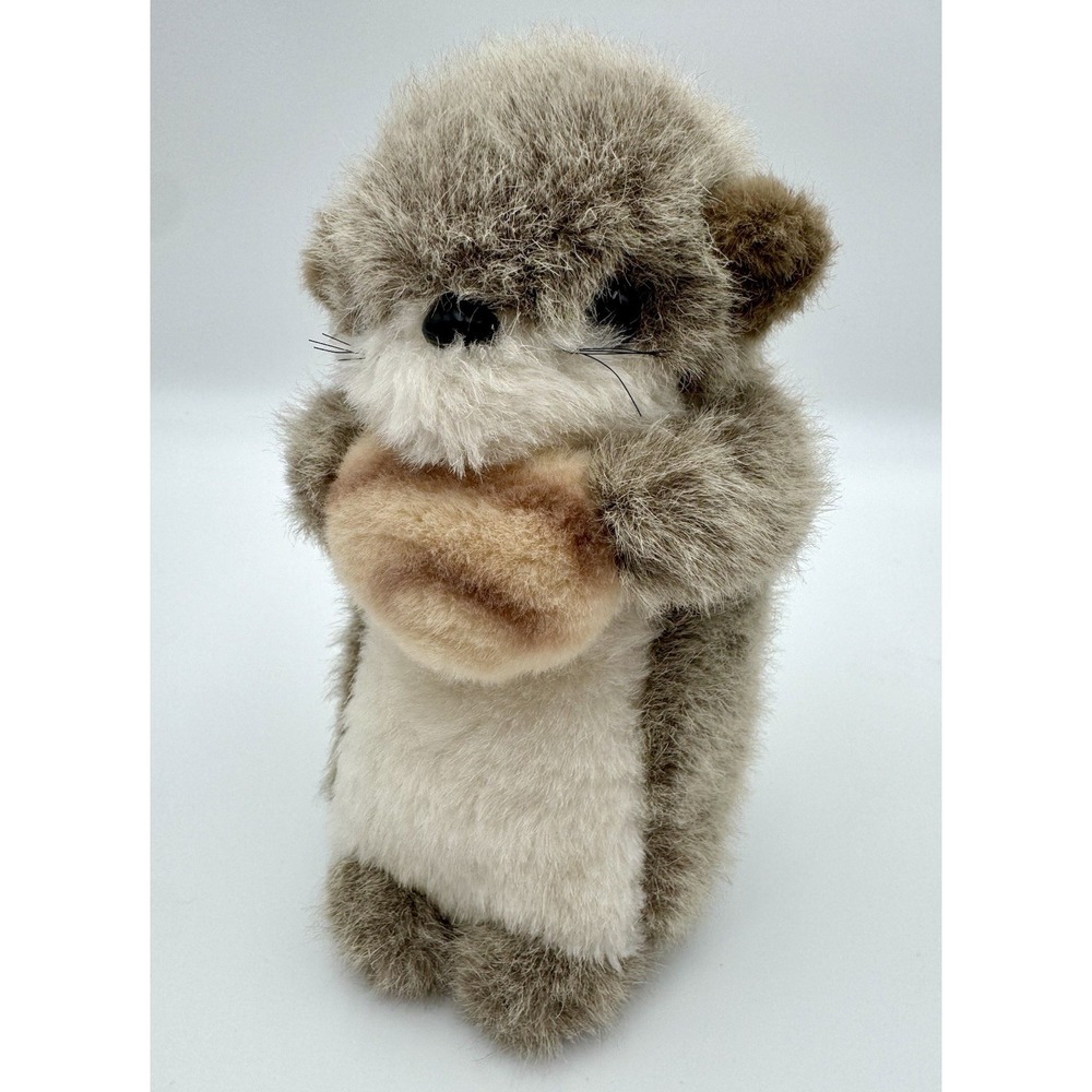 Vintage San-ei Japan Sea Otter Plush Clam Shell Showa Era Retro 11" Rare Coastal